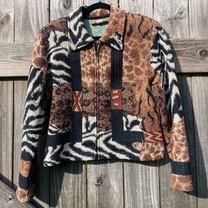 Painted Pony Vintage Animal Print Zip-Up Jacket Size Small